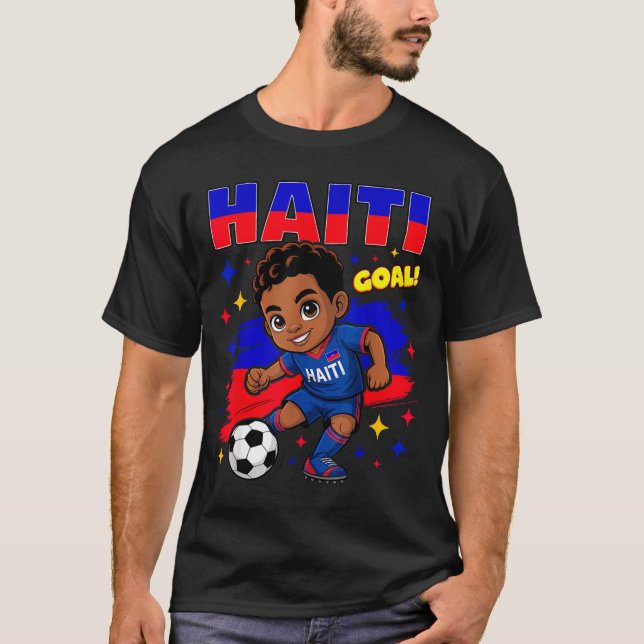 Camiseta Haiti Soccer Kid Haitian Flag Soccer Player Footba (Frente)