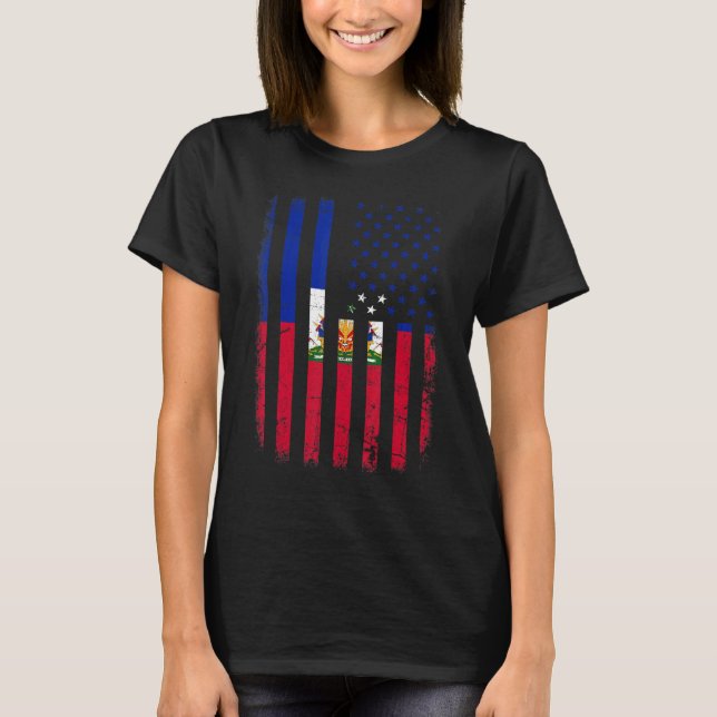 Camiseta Haitian American Flag Haitian Roots Haiti América (Frente)