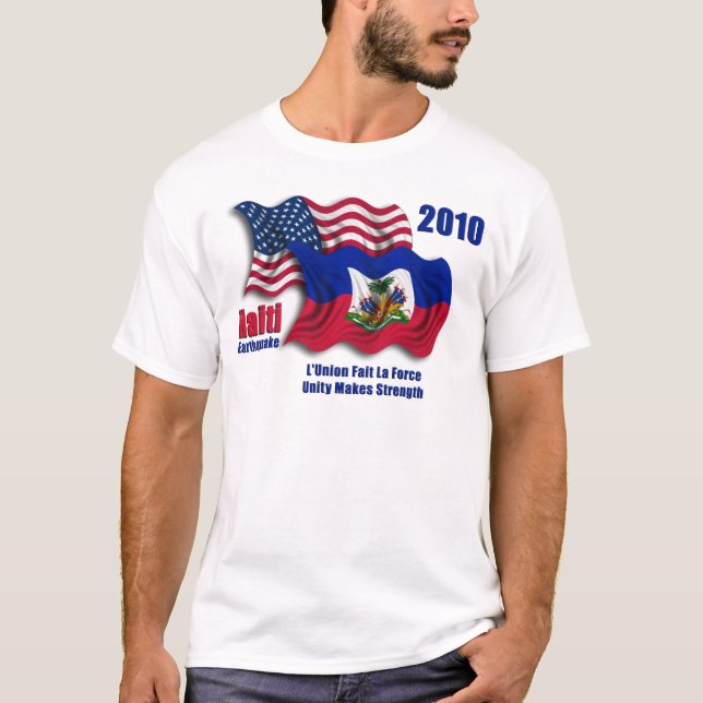 Camiseta Haitian & bandeiras de ondulação americanas para (Frente)