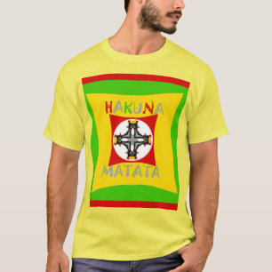 Camiseta Hakuna Matata Rasta Cor Vermelha Ouro Verde