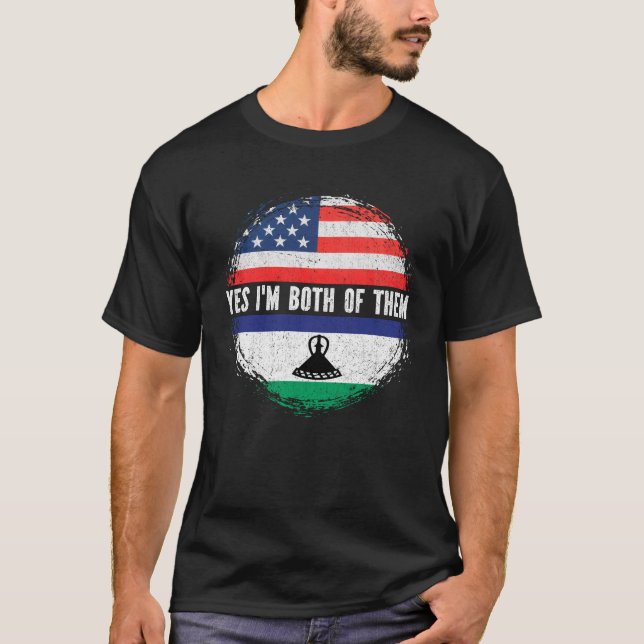 Camiseta Half American Basotho EUA Flag Lesoto (Frente)
