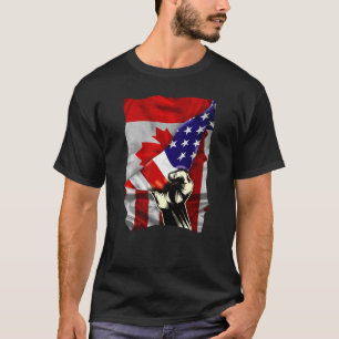 Camiseta Half American Flag Canadian ROOTS USA Flag Canadá