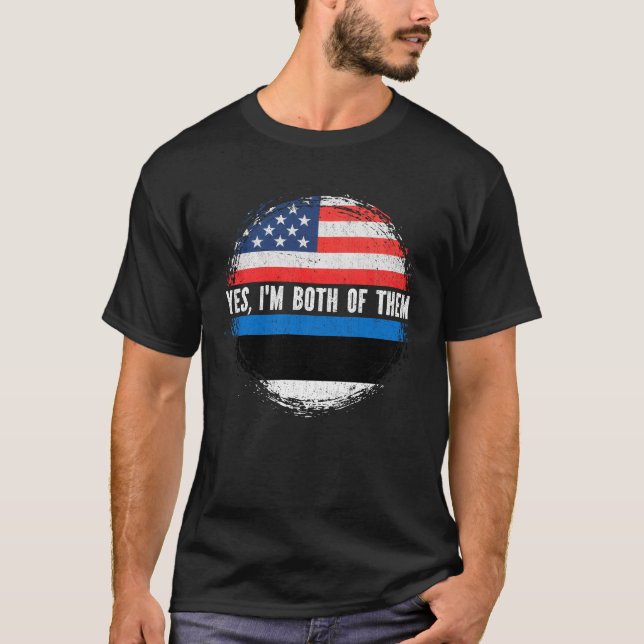 Camiseta Half American Flag da Estônia EUA (Frente)