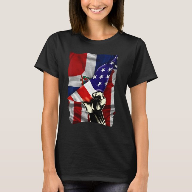 Camiseta Half American Flag Dominican ROOTS USA Flag Dom Re (Frente)