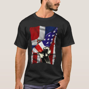Camiseta Half American Flag Dominican ROOTS USA Flag Dom Re
