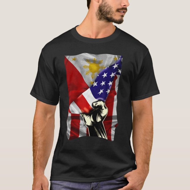 Camiseta Half American Flag Filipino ROOTS USA Flag Philipp (Frente)