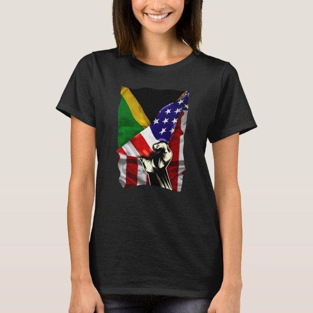 Camiseta Half American Flag Jamaican ROOTS USA Flag Jamaica (Frente)