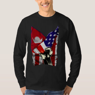 Camiseta Half American Flag Nepalese ROOTS USA Flag Nepal D