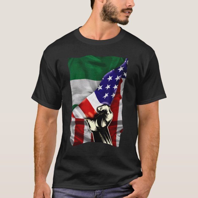 Camiseta Half American Flag Nigerian ROOTS USA Flag Nigeria (Frente)