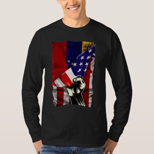Camiseta Half American Flag Venezuelan ROOTS USA Flag Venez (Frente)