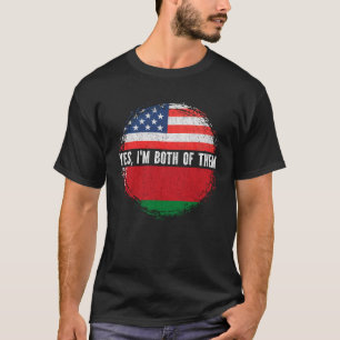 Camiseta Half American Half Belarusian EUA Flag Belarus
