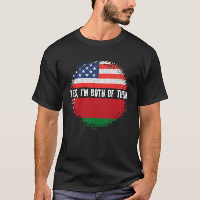 Camiseta Half American Half Belarusian EUA Flag Belarus (Frente)