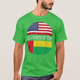 Camiseta Half American Half BissauGuinean USA Flag GuineaBi