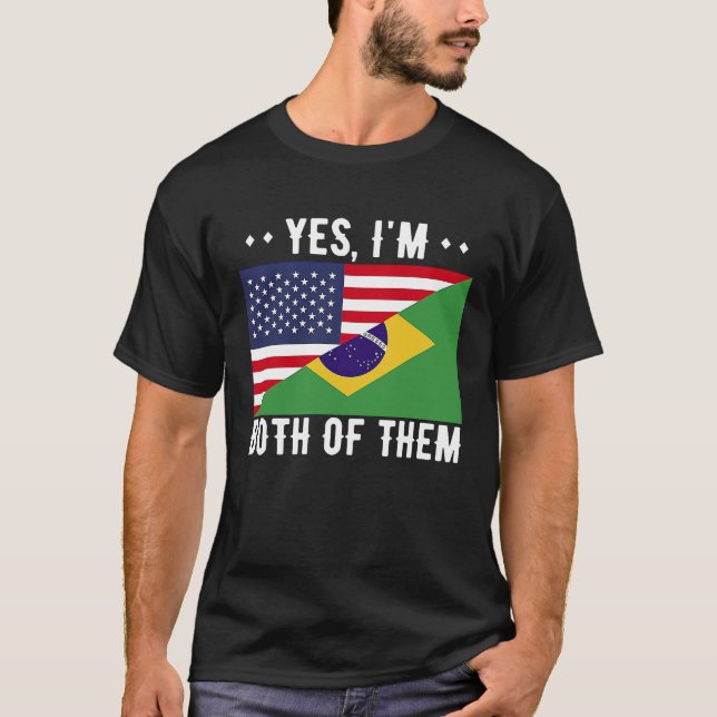 Camiseta Half American Half Brazilian USA Brazil Flag (Frente)