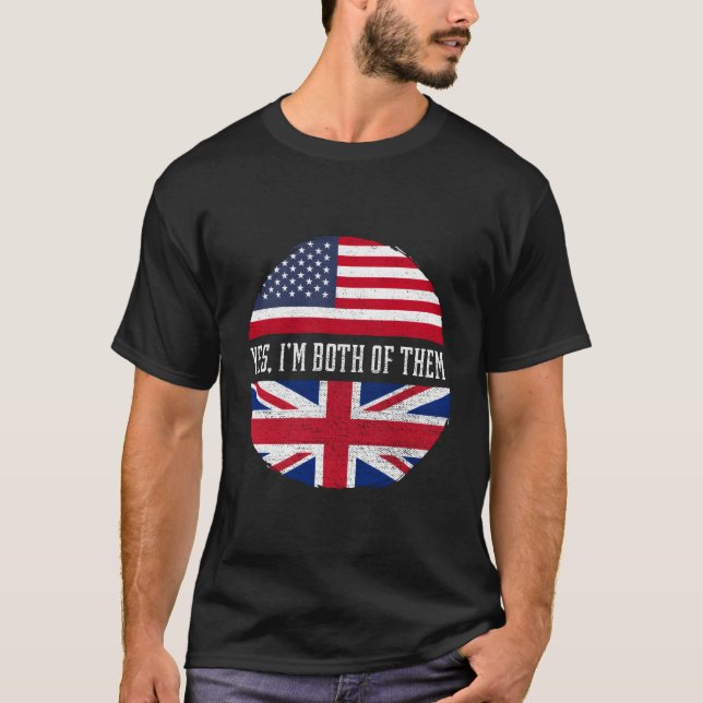 Camiseta Half American Half British Usa Flag Reino Unido (Frente)
