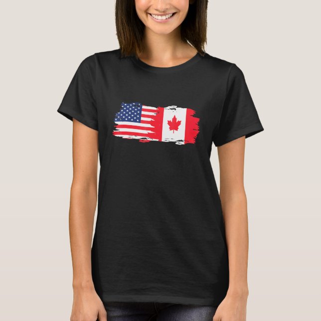 Camiseta Half American Half Canadian Roots America Canada F (Frente)