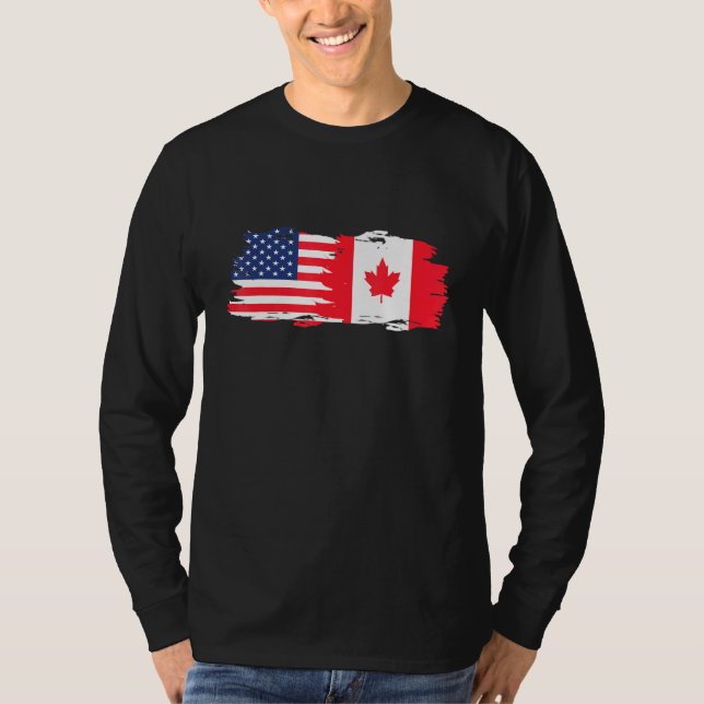 Camiseta Half American Half Canadian Roots America Canada F (Frente)
