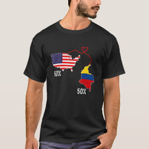Camiseta Half American Half Colombian Flag Combined Map Col