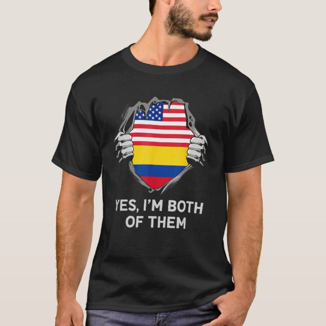 Camiseta Half American Half Colombian USA Colombia Flag Men (Frente)