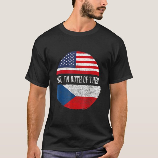 Camiseta Half American Half Czech USA Flag Czech Republic H (Frente)