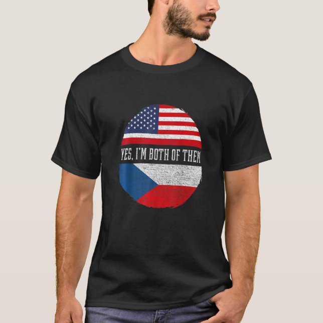 Camiseta Half American Half Czech USA Flag Czech Republic H (Frente)
