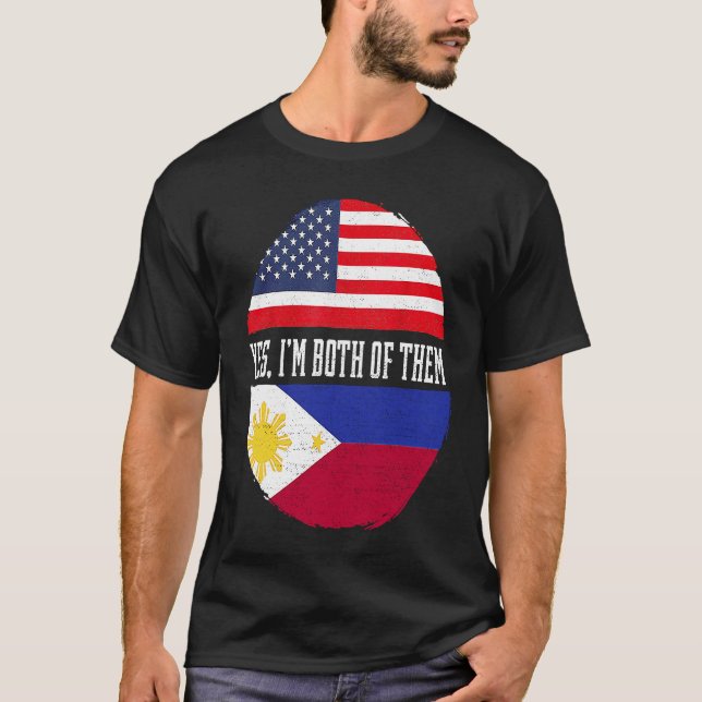 Camiseta Half American Half Filipino EUA Flag Filipinas H (Frente)