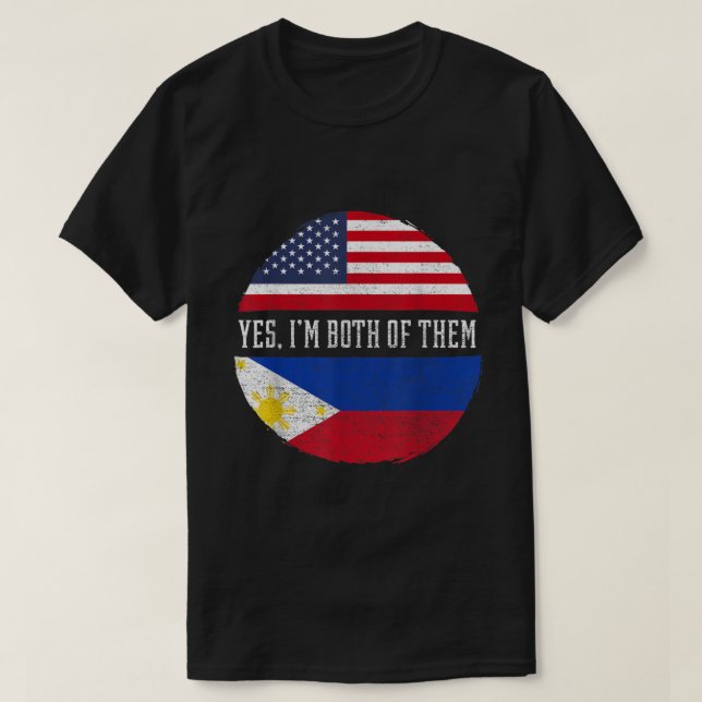 Camiseta Half American Half Filipino EUA Flag Filipinas H (Frente do Design)