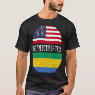 Camiseta Half American Half Gabonês EUA Flag Gabon Heritag