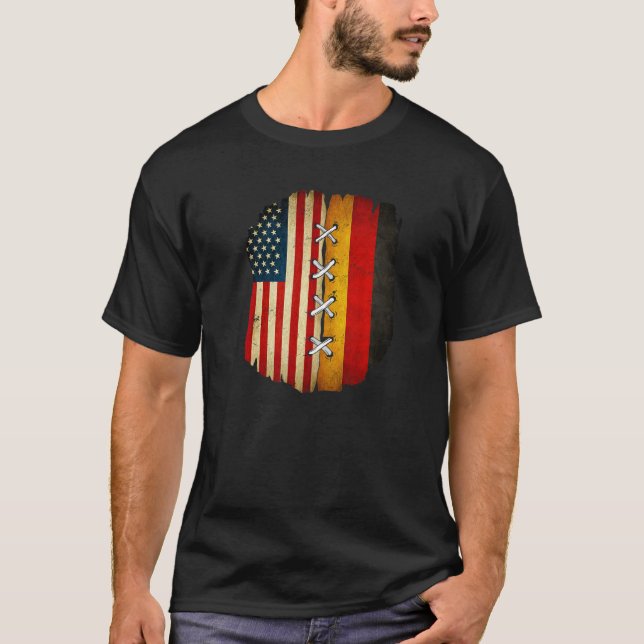 Camiseta Half American Half German USA Flag Germany Flag Pr (Frente)