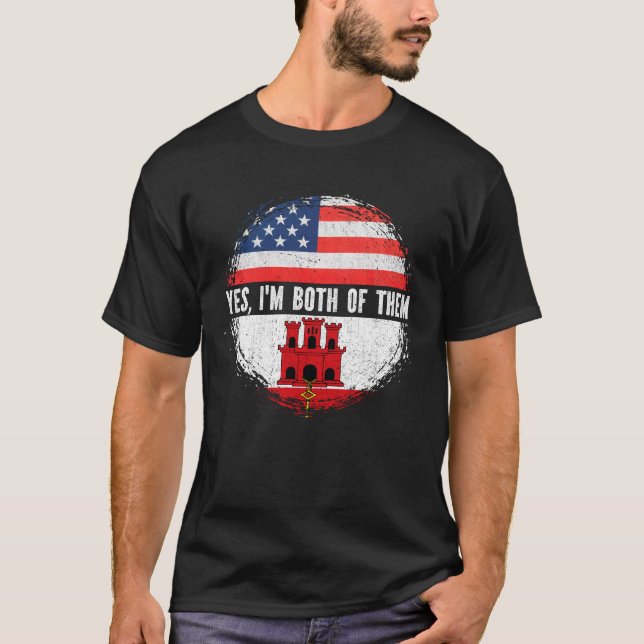 Camiseta Half American Half Gibraltar Flag Gibraltar (Frente)