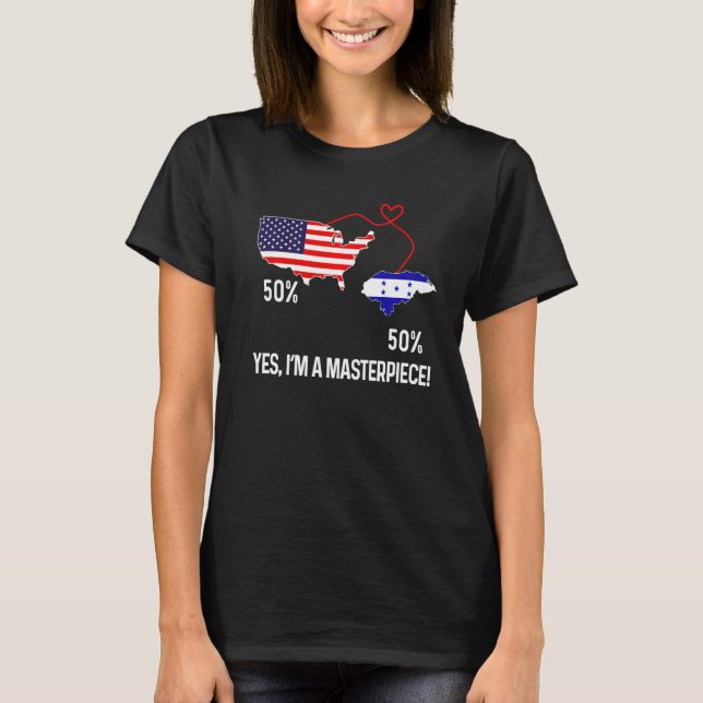 Camiseta Half American Half Hondurduran Flag Combinou Hondu (Frente)