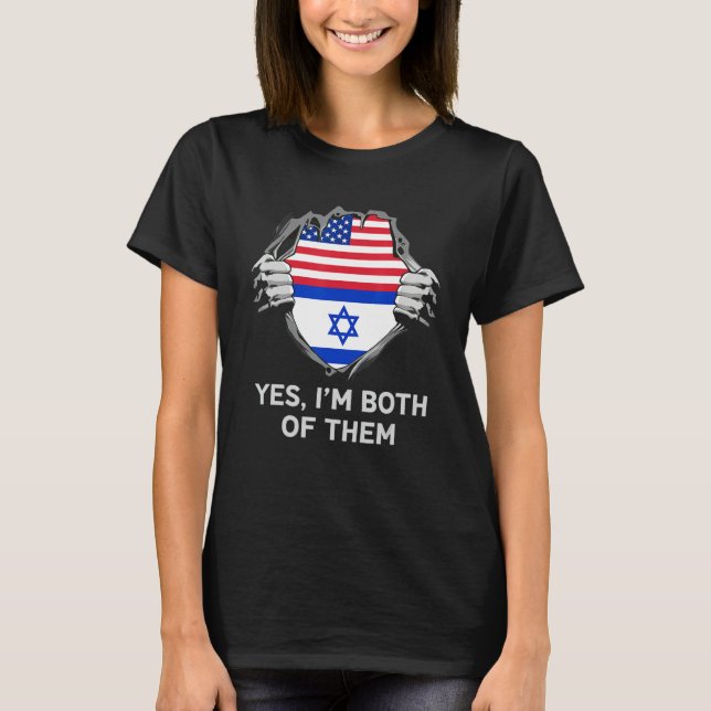 Camiseta Half American Half Israeli USA Israel Flag Mens Wo (Frente)