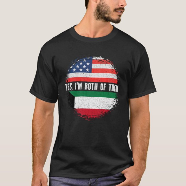 Camiseta Half American Half Kuwaiti USA Flag Kuwait  (Frente)