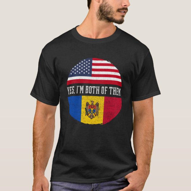Camiseta Half American Half Moldovan EUA Flag Moldova Herit (Frente)