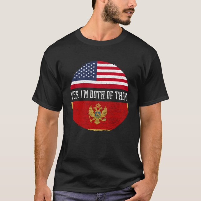 Camiseta Half American Half Montenegrin USA Flag Montenegro (Frente)