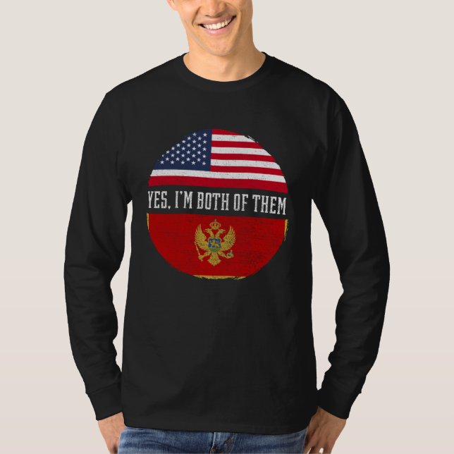 Camiseta Half American Half Montenegrin USA Flag Montenegro (Frente)