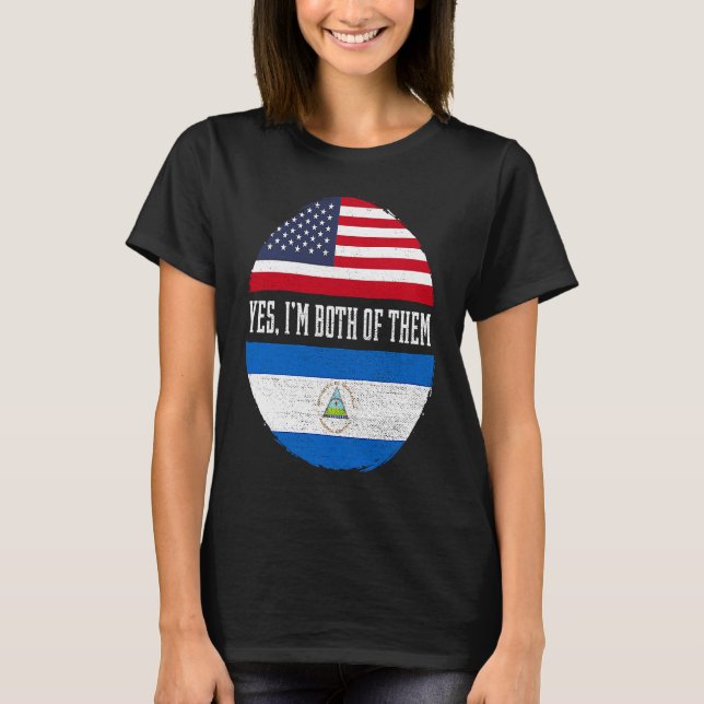 Camiseta Half American Half Nicaraguan USA Flag Nicaragua H (Frente)