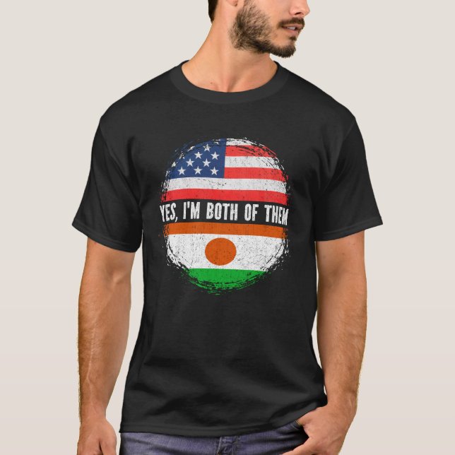 Camiseta Half American Half Nigerien EUA Flag Nigéria (Frente)