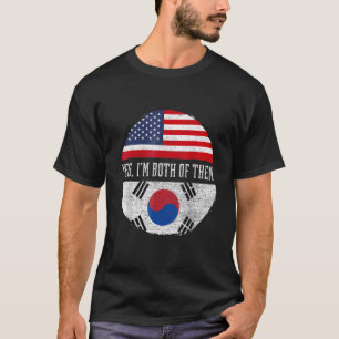 Camiseta Half American Half South Coreano USA Flag South Ko