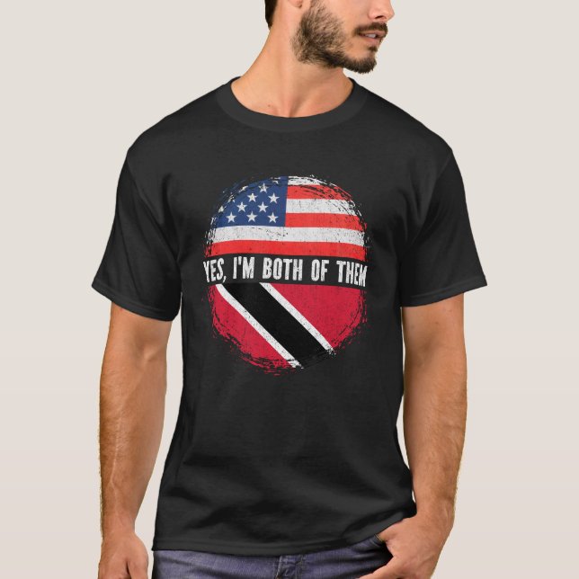 Camiseta Half American Half Trinidadiano EUA Flag Trinidad (Frente)