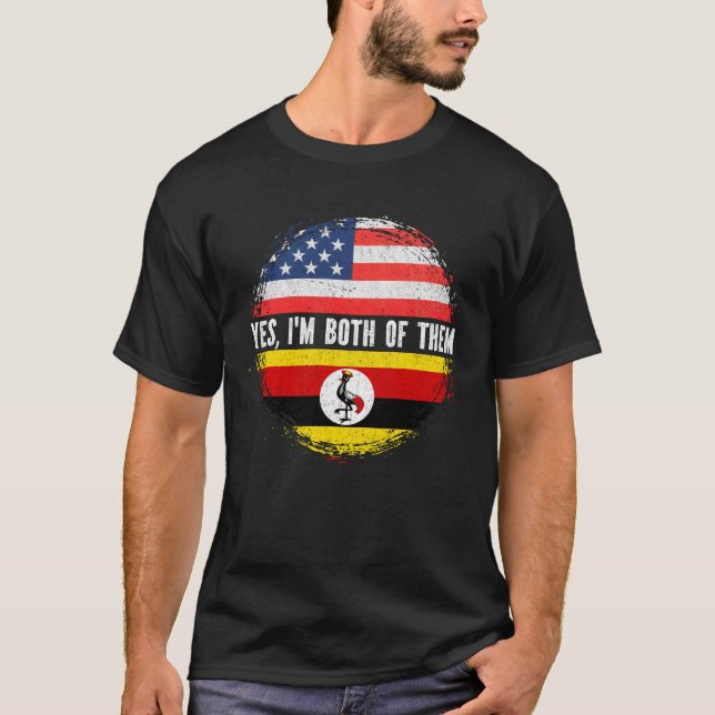 Camiseta Half American Half ugandan EUA Flag Uganda (Frente)