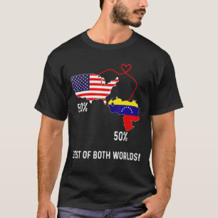 Camiseta Half American Half Venezuela Flag Combinado EUA Ch