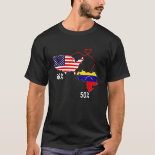 Camiseta Half American Half Venezuela Flag Combinado EUA Ch