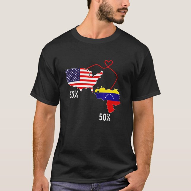 Camiseta Half American Half Venezuela Flag Combinado EUA Ch (Frente)