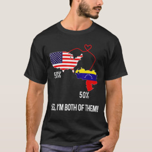 Camiseta Half American Half Venezuela Flag Combinado EUA Ch