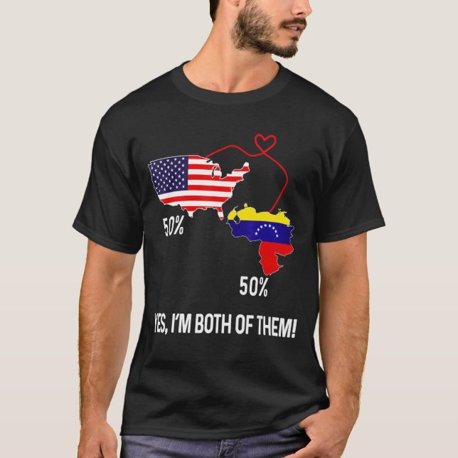 Camiseta Half American Half Venezuela Flag Combinado EUA Ch (Frente)