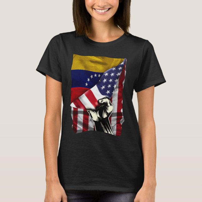 Camiseta Half American Half Venezuelan ROOTS USA Flag Venez (Frente)