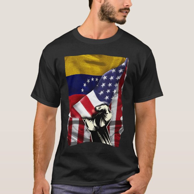 Camiseta Half American Half Venezuelan ROOTS USA Flag Venez (Frente)