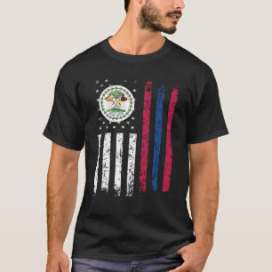 Camiseta Half Belizean Half American Flag Belize USA Flag