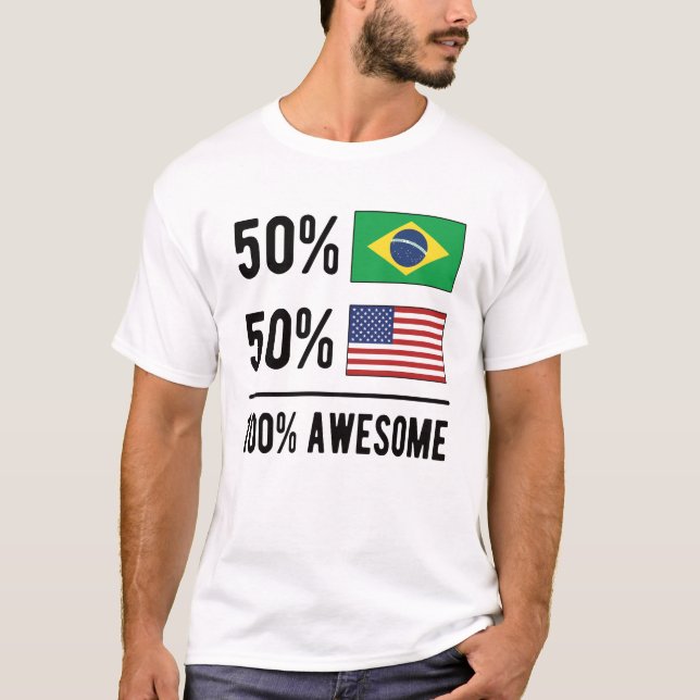 Camiseta Half Brazilian Half American Flag Brazil USA (Frente)